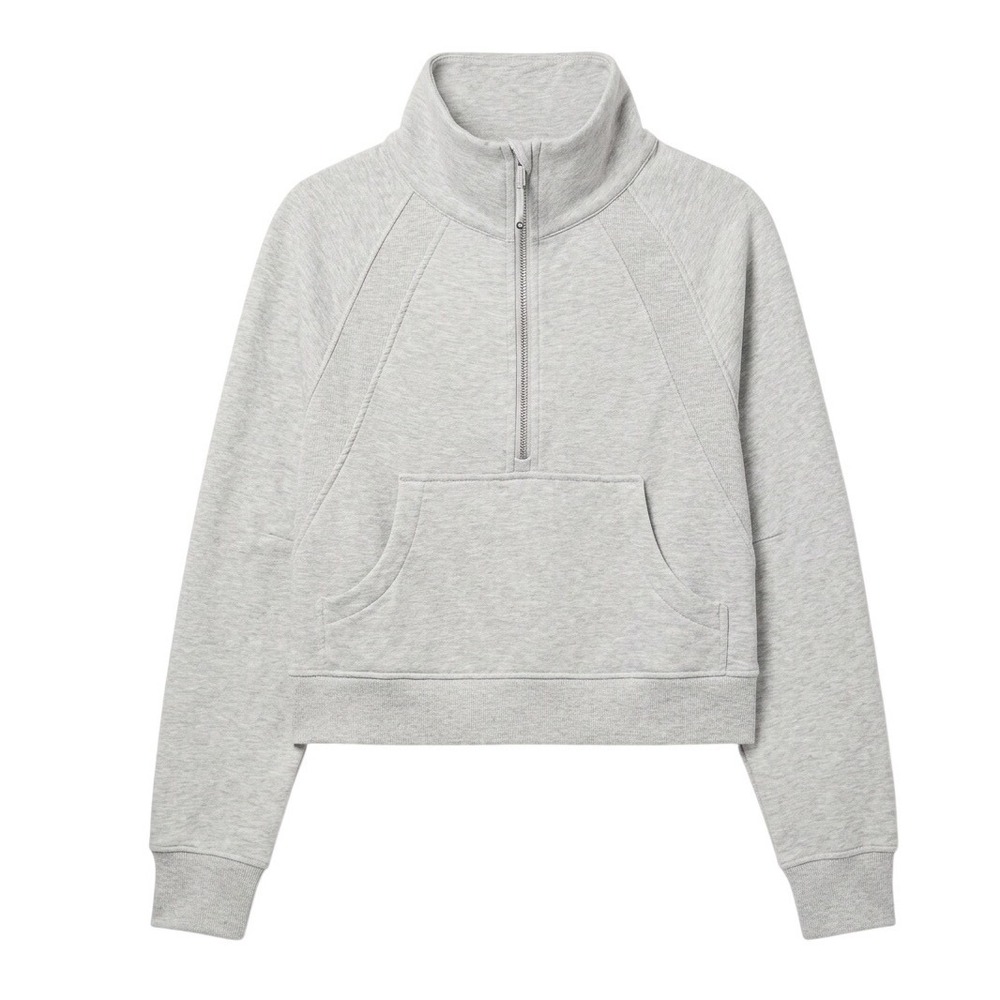 Danskin‎ Womens Quarter Zip Pullover Cropped Sweatshirt Heather Gray Medium